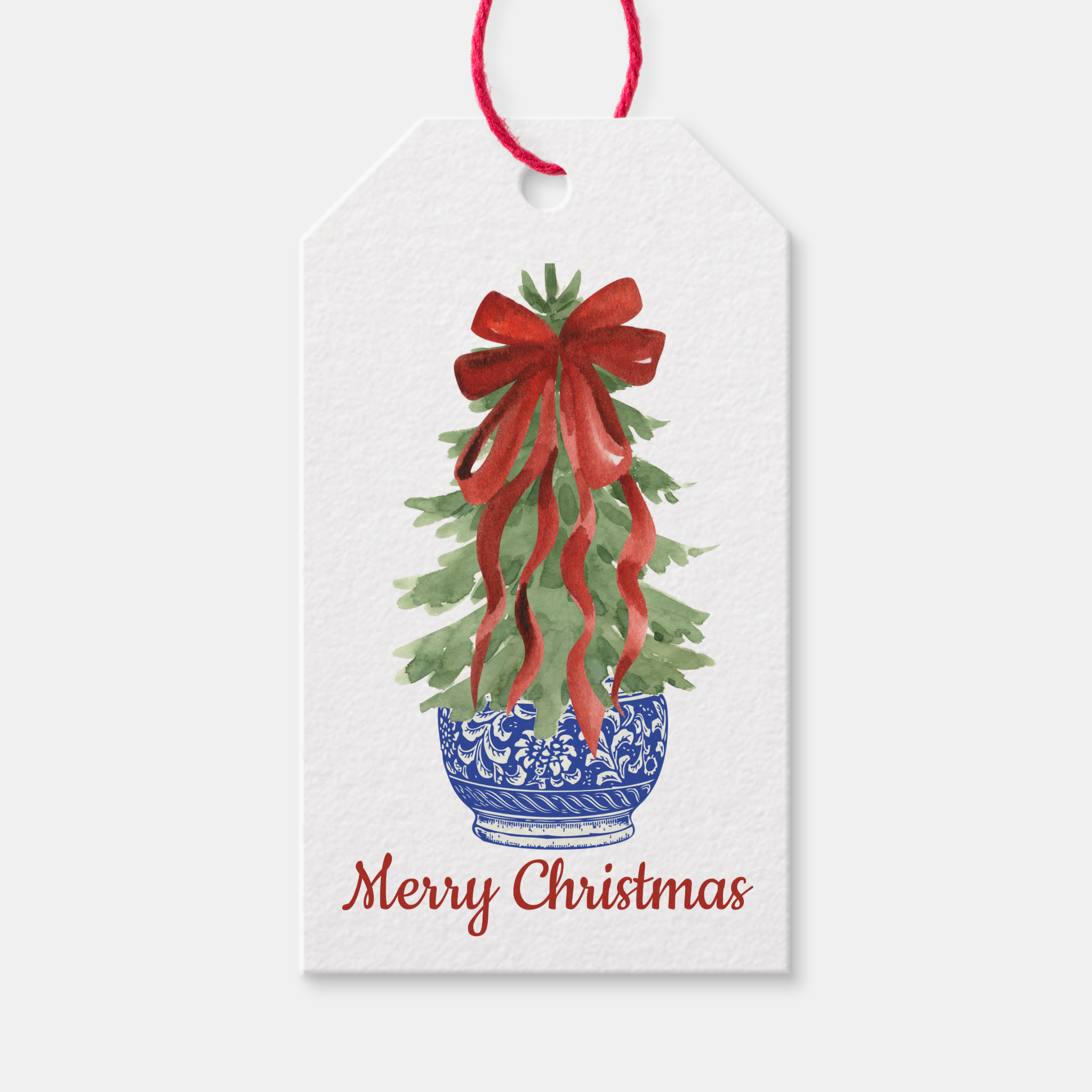 Design Carolinas - Wholesale Gift Tag - Chinoiserie Topiary Tree Christmas Holiday Gift Tags0