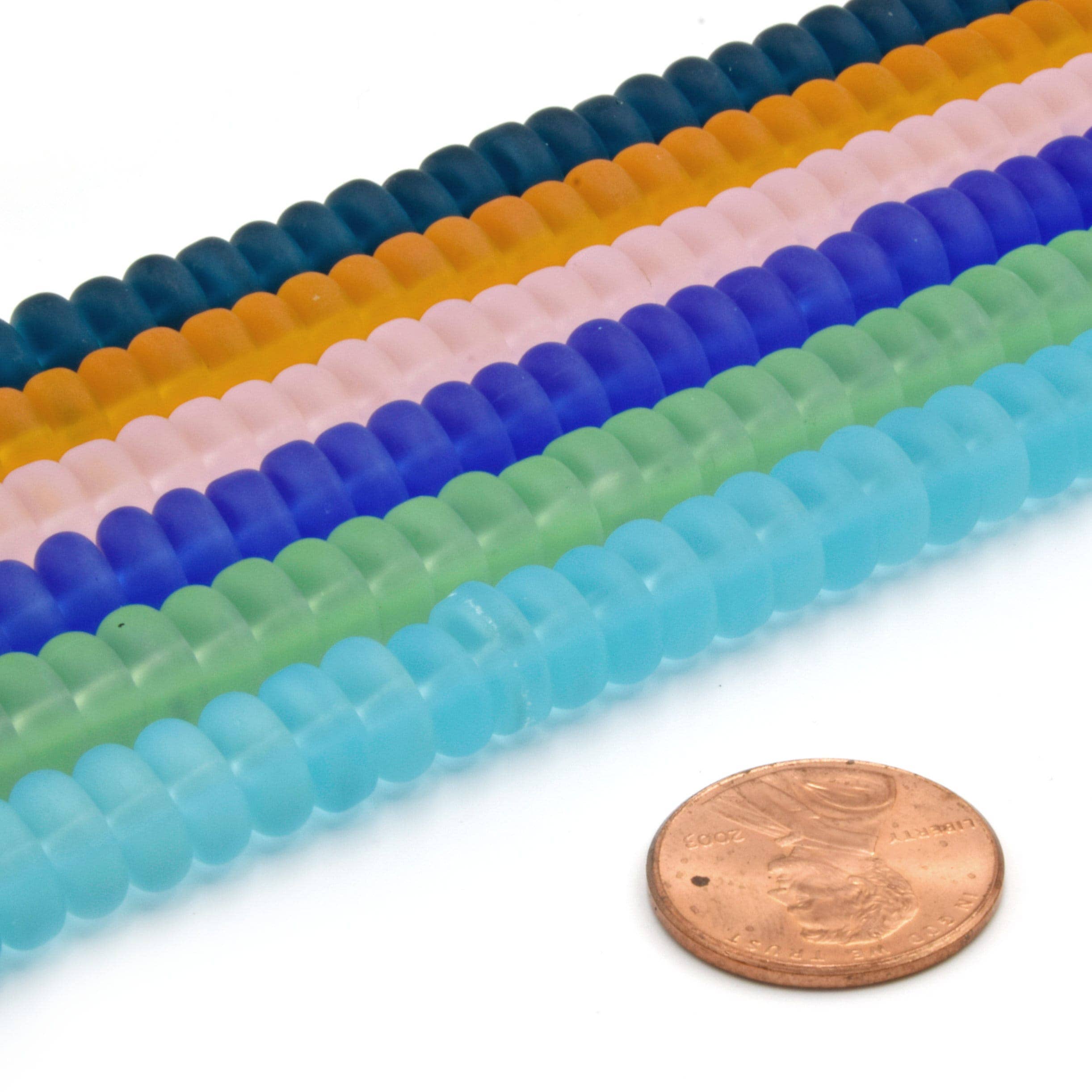 Only Beads - Wholesale Beads - Glass Beads | Recycled Glass Rondelle Shaped Beads | Sea Glass Disc Beads3