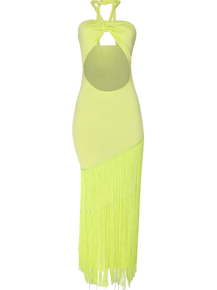 Frynsekjole med detaljeret halterneck for engroshandel hos K Too