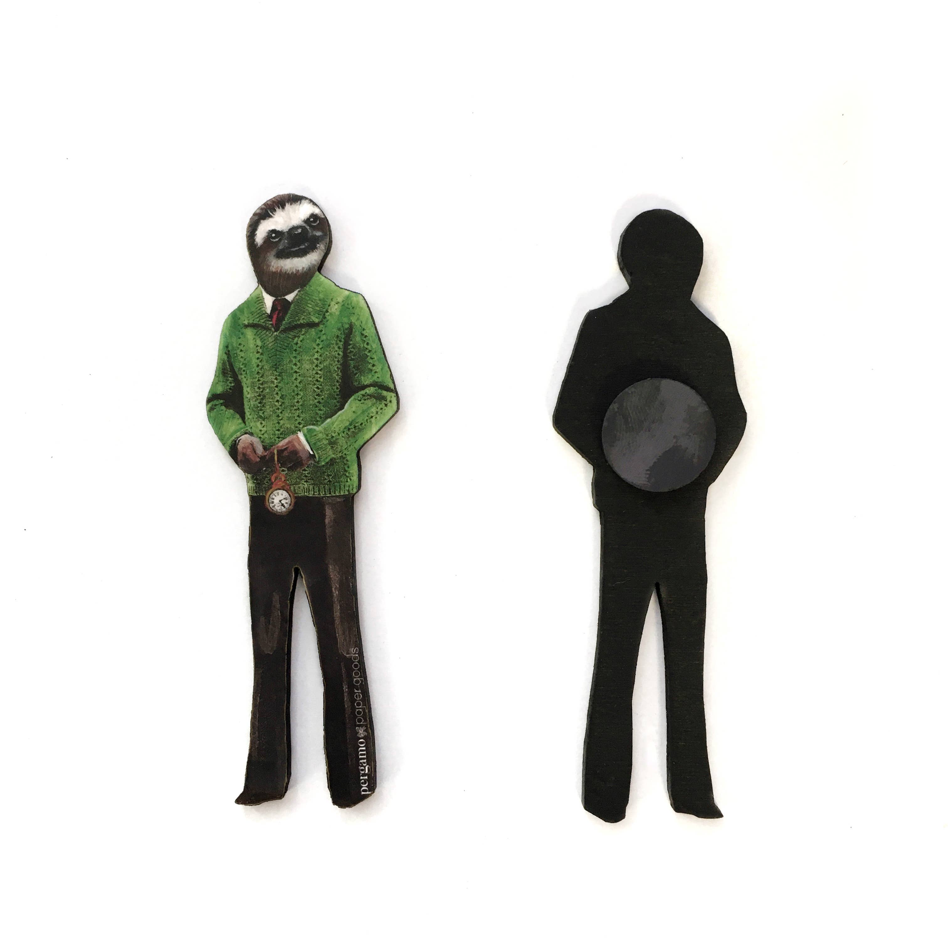 Pergamo Paper Goods - Wholesale Magnet - Sweater Sloth Wood Magnet1