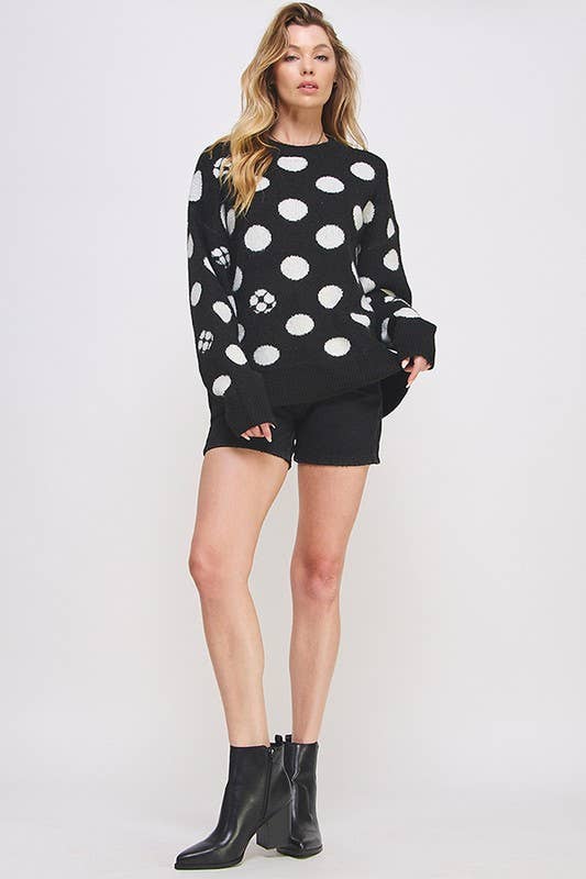 JADE BY JANE - Wholesale Knit Sweater - Women's - POLKA DOT/SOCCER BALL LONG SLEEVE KNIT SWEATER9