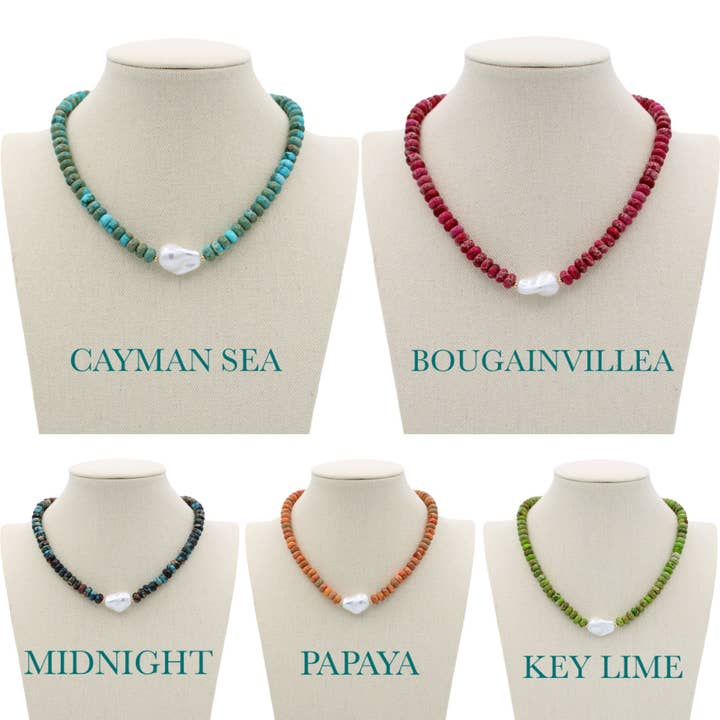 Traci's Beads - Wholesale Beaded/Pearl Necklace - Resort Necklaces - 5 Colors7