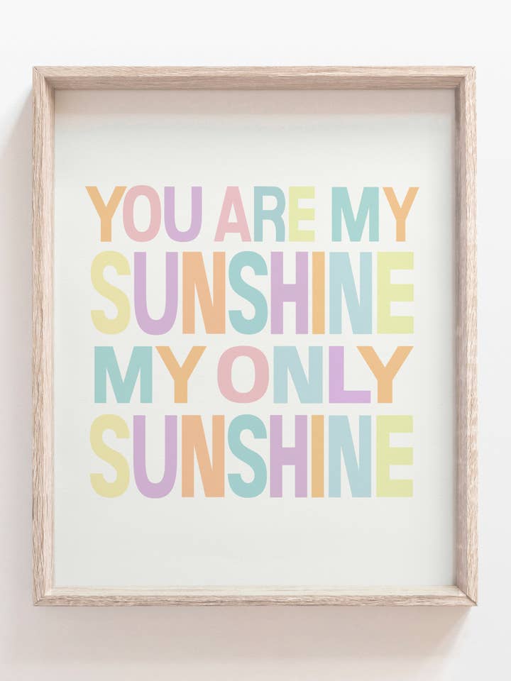 stampa pastello You are my sunshine, decorazione, stanza dei bambini, arte da parete per la vendita all'ingrosso da parte di The Little Wagon