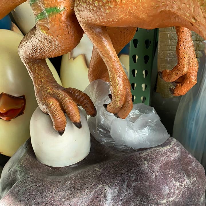 LM Treasures - Wholesale Figurine Toy - Kids - Compsognathus Dinosaur On Rock Life Size Statue