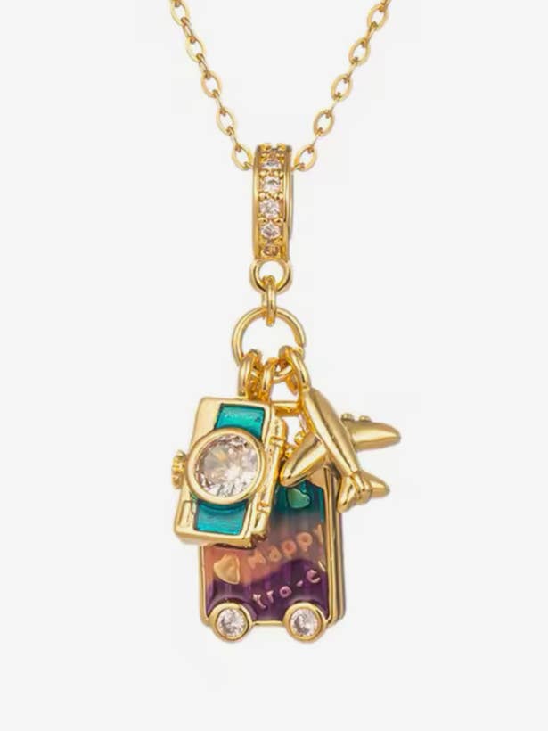 Charm Necklace - Travel Talisman Stainless Steel Necklace for wholesale by HoopLa