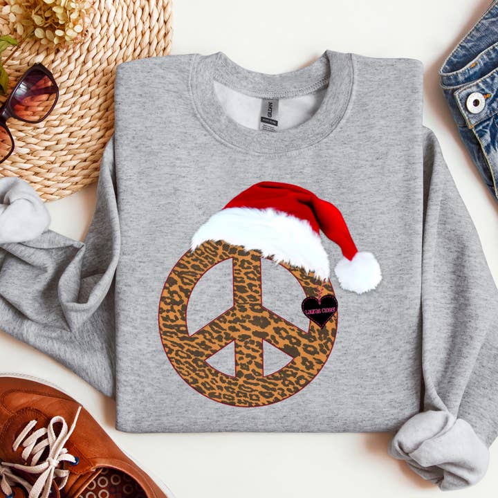 PEACE SIGN WITH SANTA HAT- Graphic Tee for wholesale by Lauras Closet