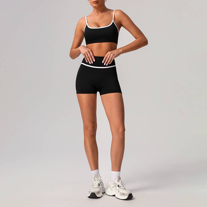 WONDERXFANS - Vente Ensemble de sport – femme - Ensemble 2 pièces : soutien-gorge à coussinets intégrés + short taille haute0