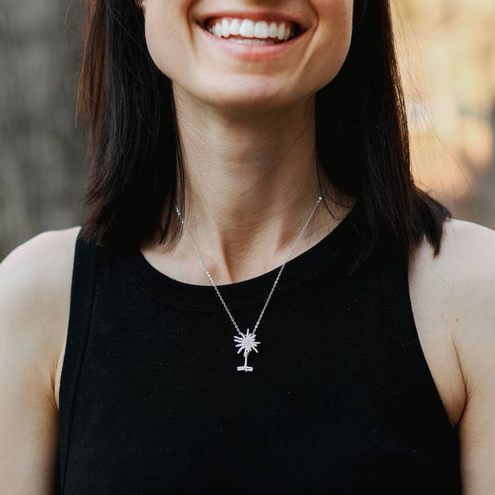 South Carolina Palmetto Necklace Pendant Sterling Silver for wholesale by Rybo Shop