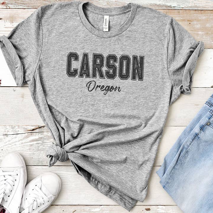 Distressed Athletic Font City Tee Custom City or Brand Tee for wholesale by Bravo Glass