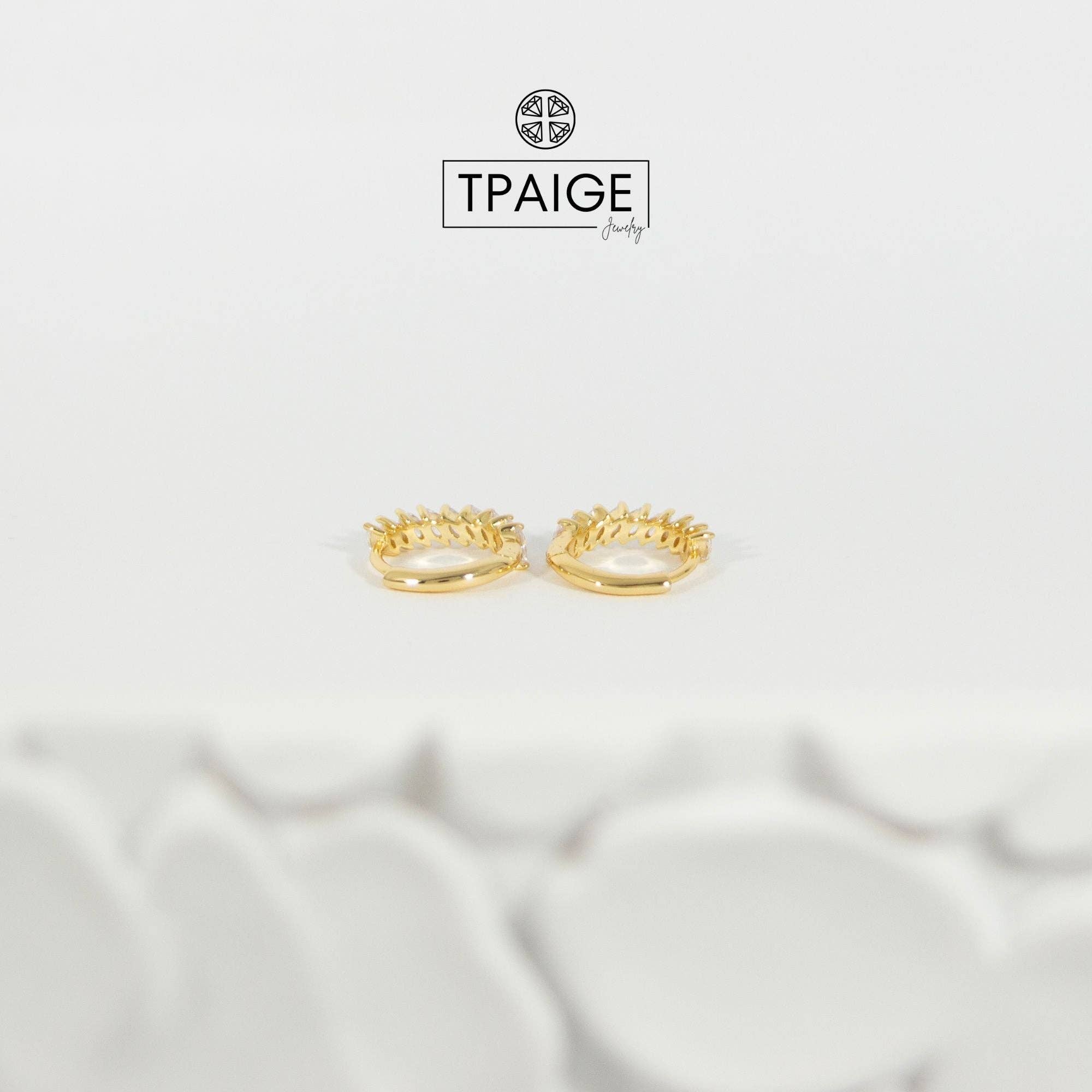 TPAIGE Jewelry - Wholesale Huggie Earrings - Earrings 14k Gold Vermeil Marquise Huggie Earrings7