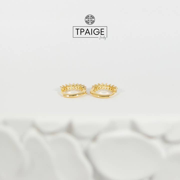 TPAIGE Jewelry - Wholesale Huggie Earrings - Earrings 14k Gold Vermeil Marquise Huggie Earrings7