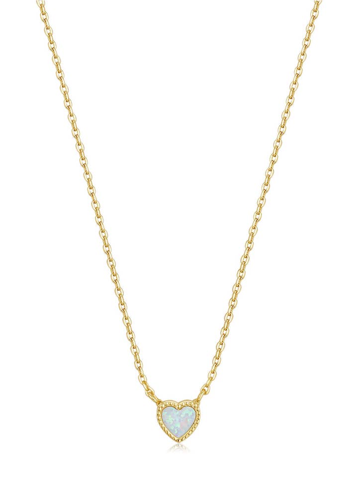 Opal Heart Necklace, Gold Vermeil, Gemstone Love Necklace for wholesale by Shine Gallery