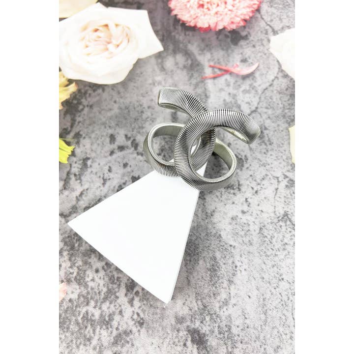 WIRE HINGE PATTERN METAL CUFF BANGLE BRACELET for wholesale by JHP Collection