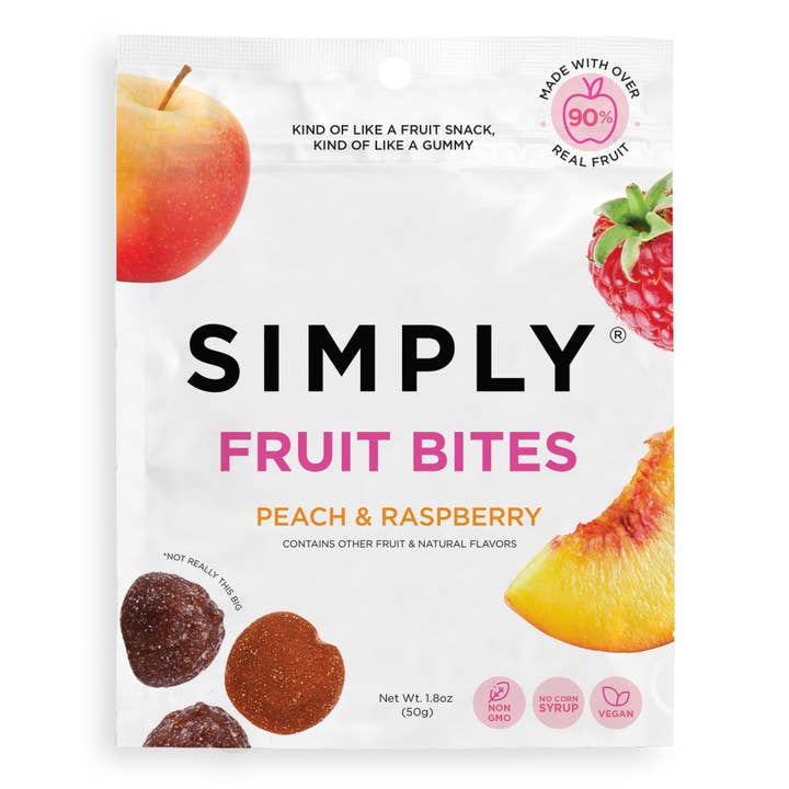 Simply Gum - Wholesale Fruit Snacks - Fruit Bites - Peach Raspberry (1.8 oz Bags)2