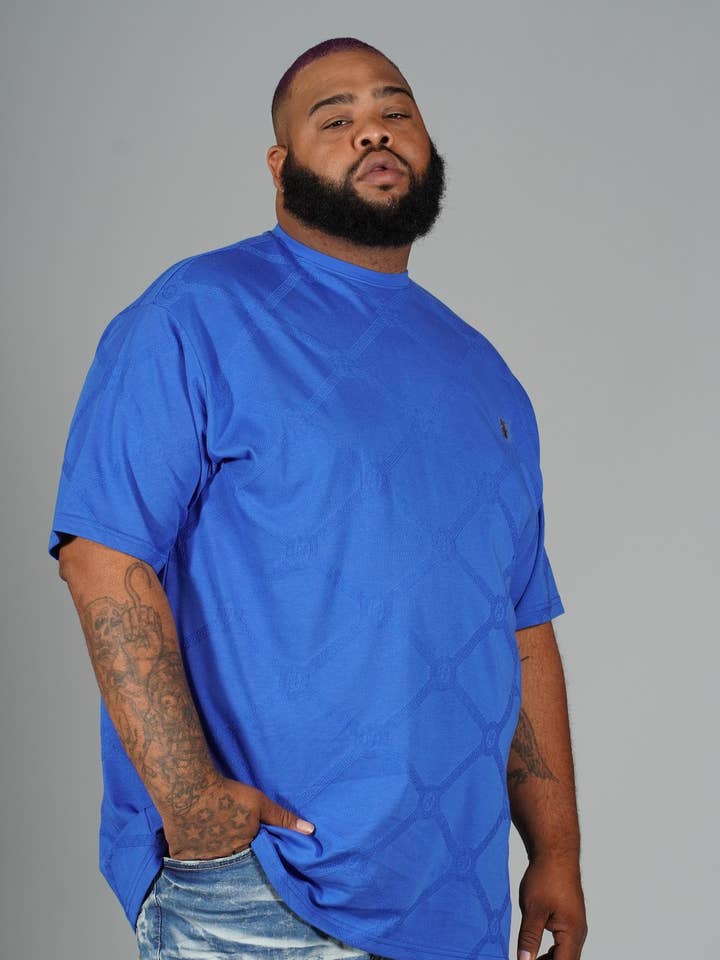 M298 Makobi Embossed Knit Tee-Royal for wholesale by Makobi