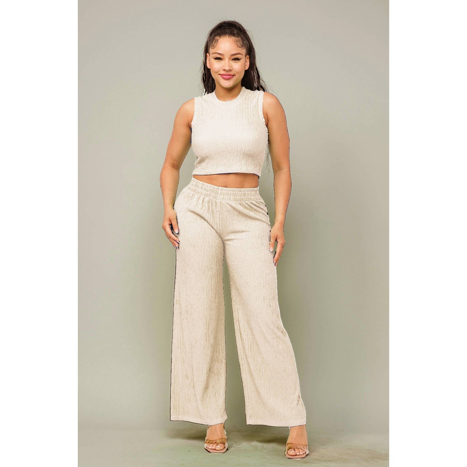 ITSSY - Wholesale Top & Pant Set (NOT Loungewear) - Women's - CROP TOP AND WIDE PANTS SET2