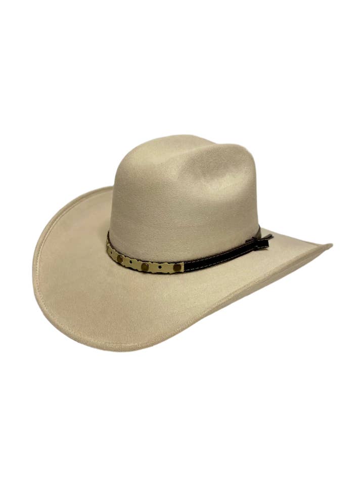 Austin Vegan Suede Cowboy Hat- Ivory for wholesale by Wilder and Soul Wholesale Hats