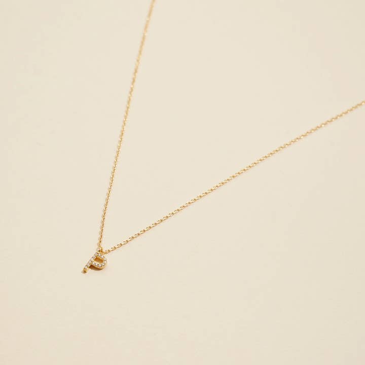 Lilla Haven - Wholesale Pendant/Charm Necklace - 12 Pack of Cubic Zirconia Initial Gold Dipped Necklaces10