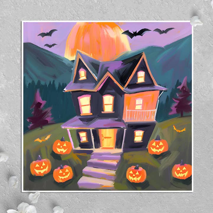 Carte Halloween : Spooky House, Mountain Cabin pour la vente par KalooMoon Art