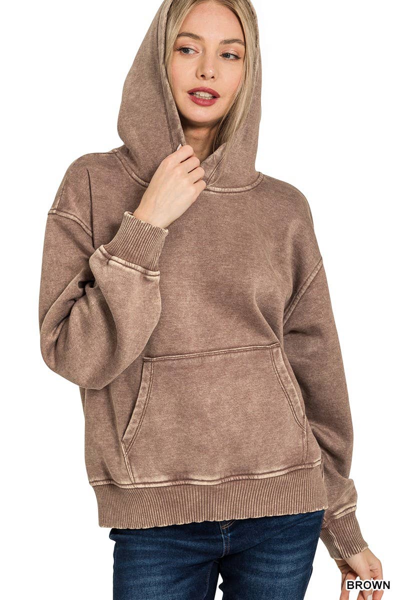 Vanilla Monkey – Hoodie – Mulher por atacado – Moletom com capuz de bolso canguru com lavagem ácido de lã3