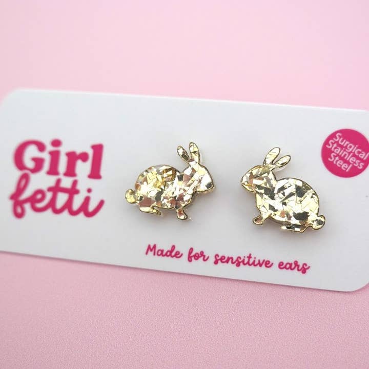 Girlfetti - Wholesale Stud/Post Earrings - Easter Bunny Acrylic Stud Earrings3