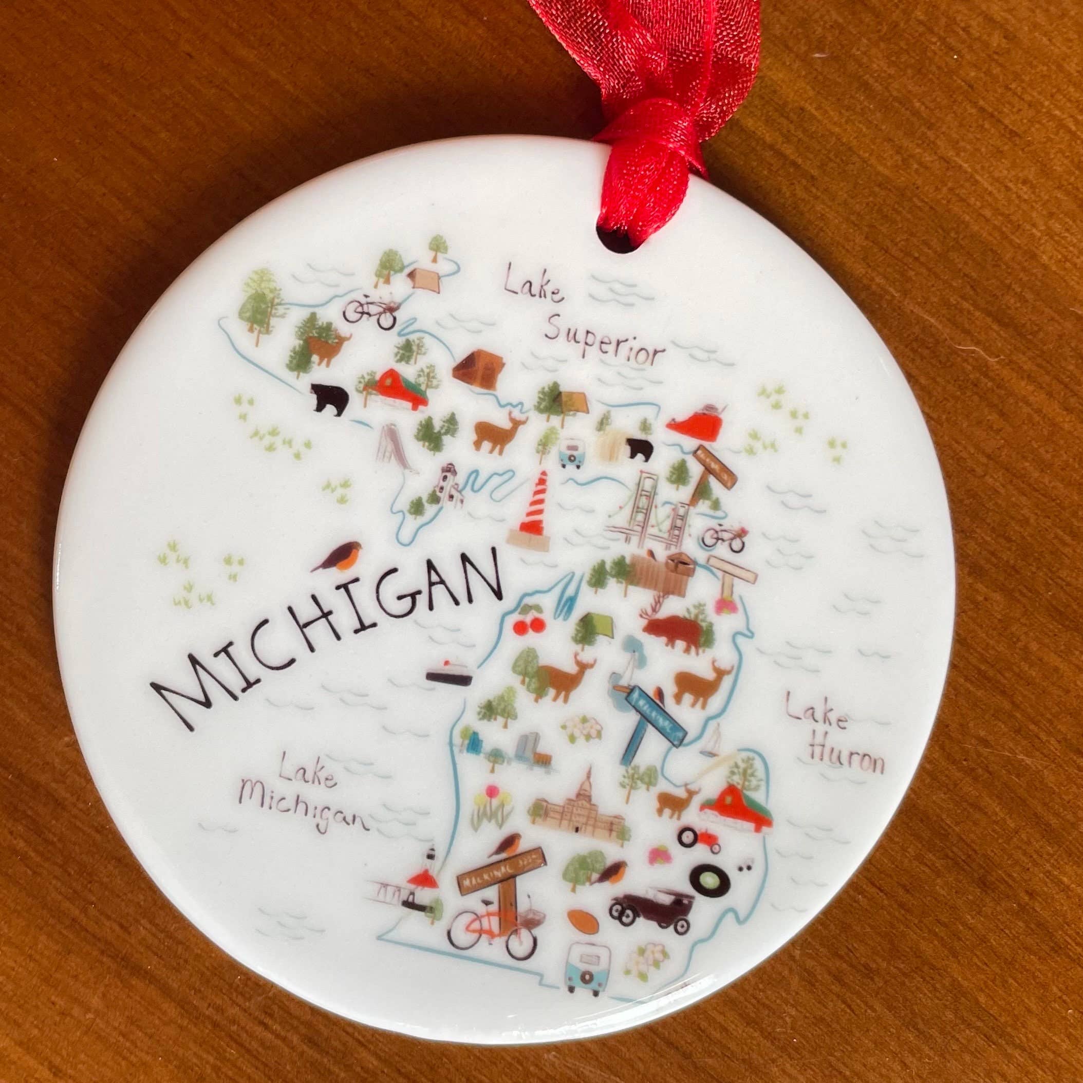 Red Cabin Studio - Wholesale Ornament - Michigan Ornament - Michigan Icons Ornament1