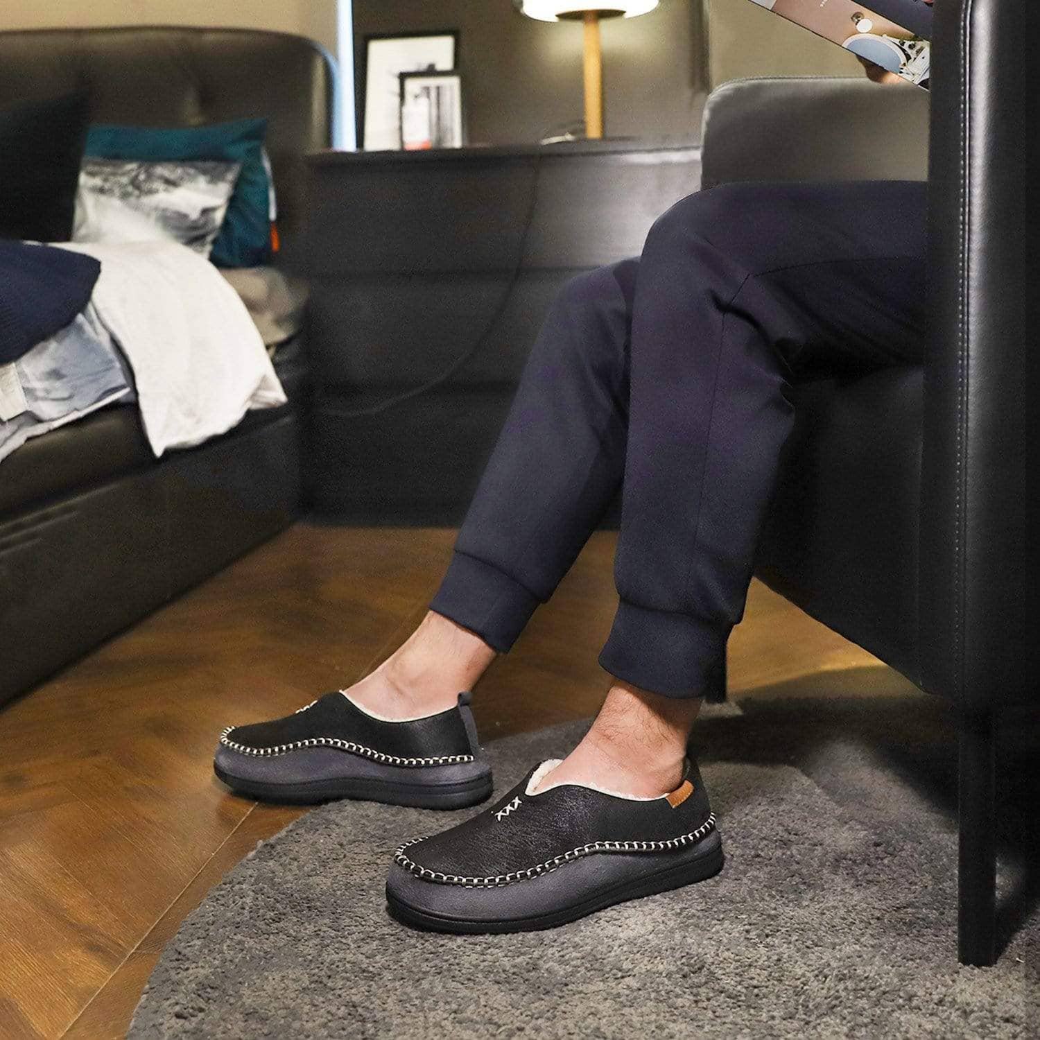 Vera Cosy – Chinelos - Homem por atacado – Chinelos masculinos felpudos sherpa mocassim9