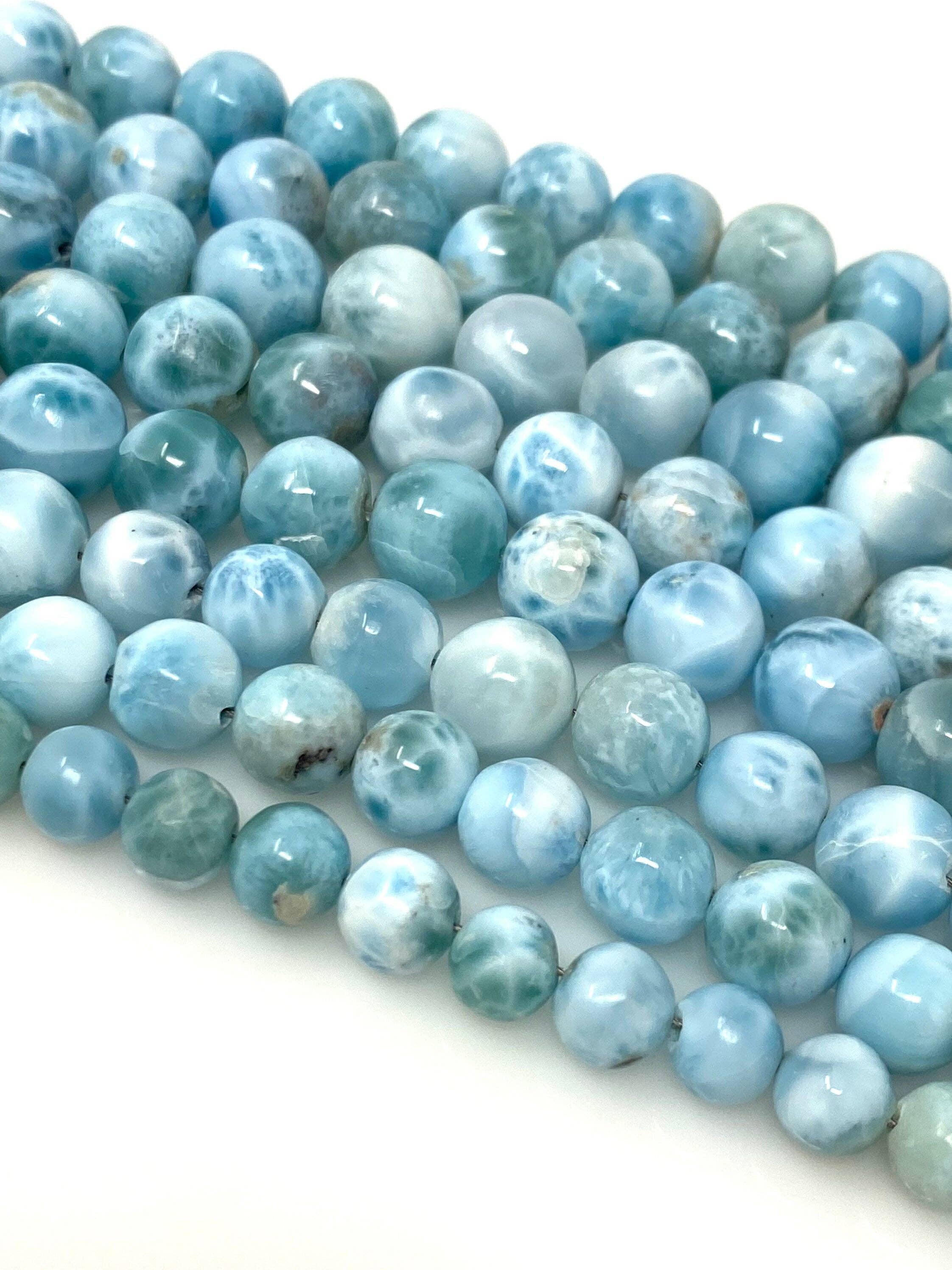 Akstar Gems – wholesale Pärlor – Larimar Pärlor, Ädelsten Pärlor, Äkta Dominikanska republiken Larimar Pärlor - AAA Quality Atlantis Stone, Karibiska stenpärlor, 7” Strand2