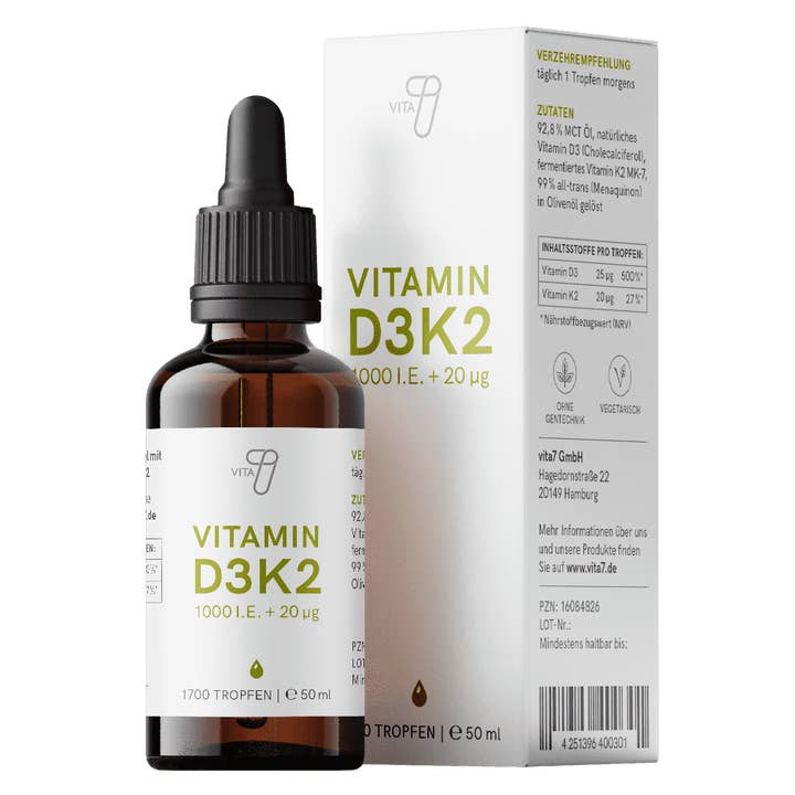 Vitamin D3K2 Tropfen, MHD 24.01.2024, 50 ml für den Großhandel von vita7