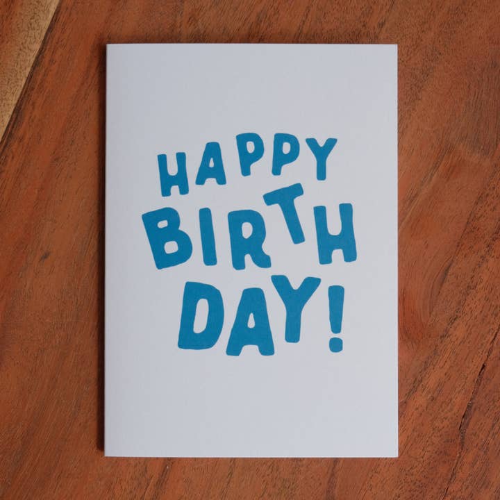 Happy Birthday Greeting Card — Blue for wholesale by Dugout Paper Co.