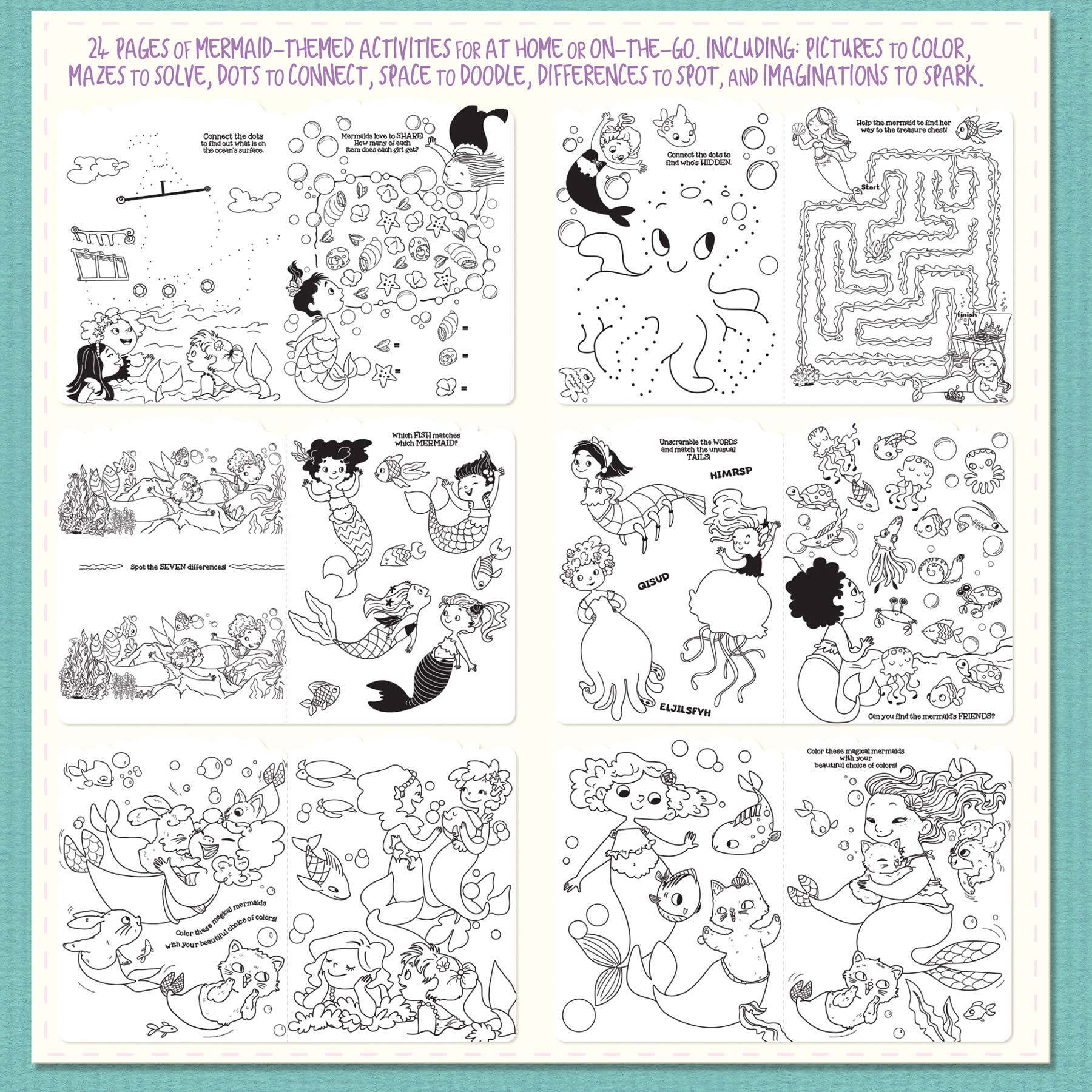 Girl Nation - Wholesale Art Set - Kids & Baby - Mermaid 3 Piece Gift Pack | Activity Book, Crayons, Stickers8