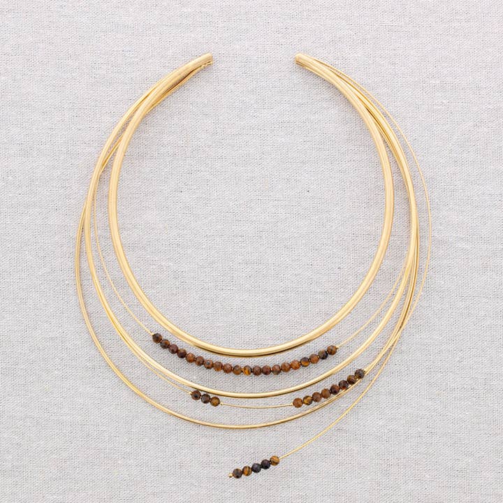 Sonata - Vente Collier ras-de-cou - Collier en acier, plusieurs rangées, cristaux à facettes