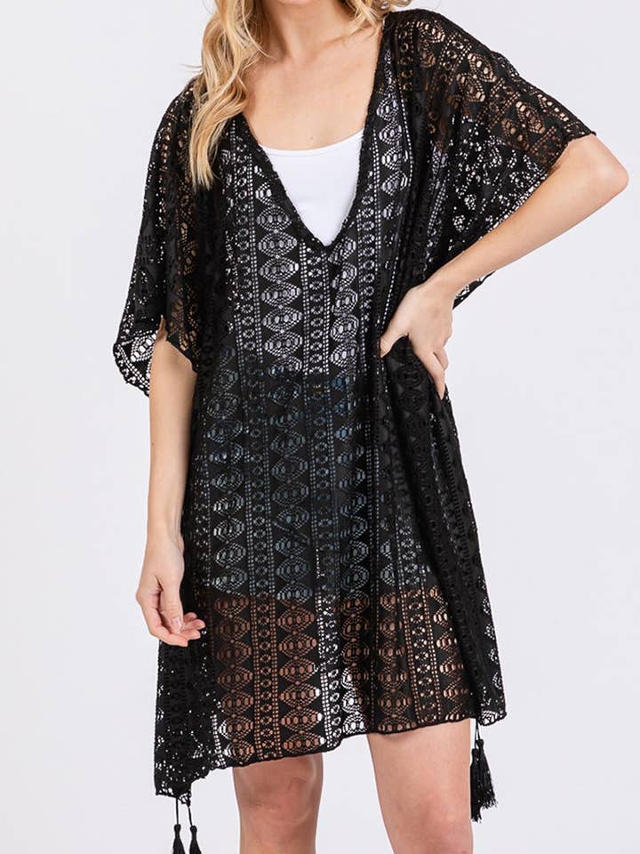 Baja Beach Black Crochet Lace Cover Up for wholesale by Wholesale Accessory Market