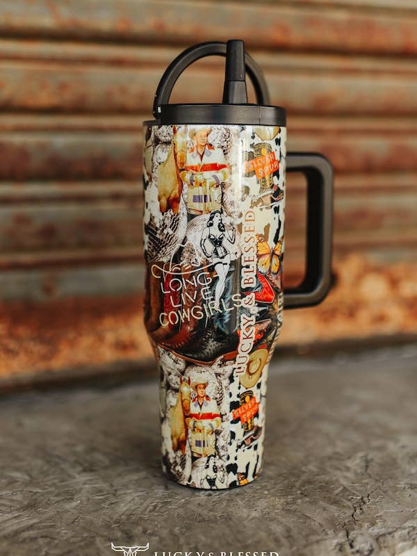 Long Live Cowgirls Printed Flip Straw Tumbler 40oz for wholesale by LUCKY & BLESSED