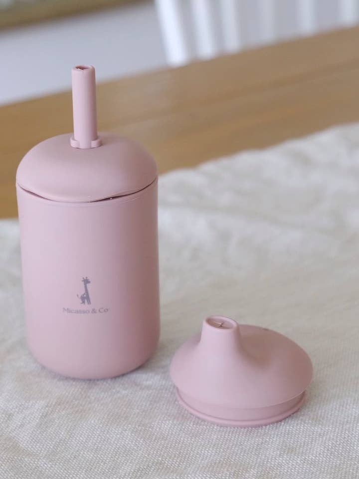 Silicone cup with straw and spout for wholesale by Micasso & Co