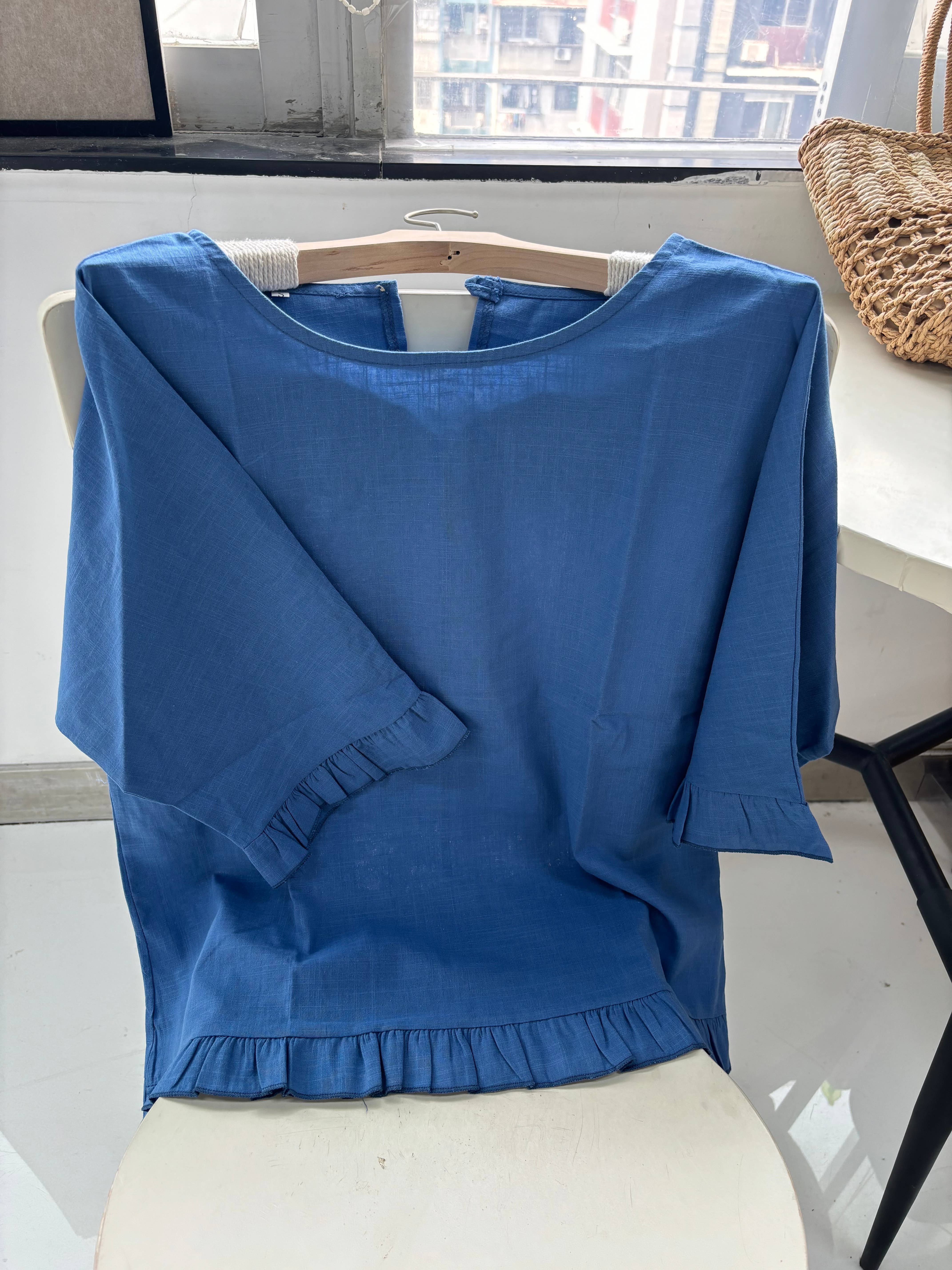 Whisper Mint - Vente Chemisier – femme - Blouses d'été à manches courtes avec ourlet à volants5