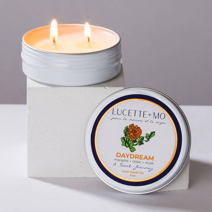 Luxury candle tin Daydream 2 oz. for wholesale by Lucette+Mo