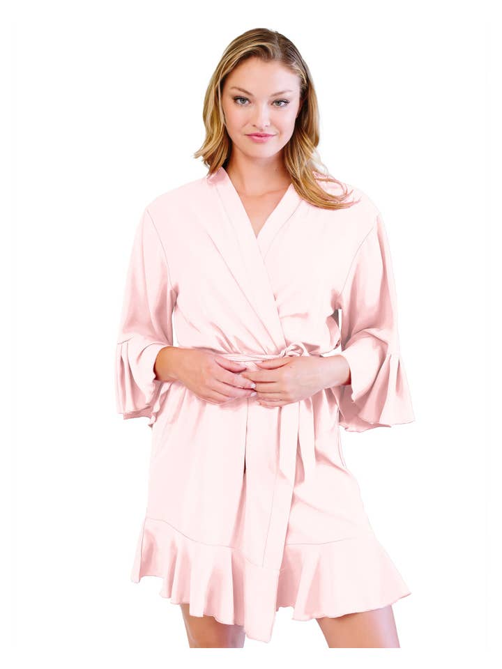 Belle's Design Shop - Wholesale Robe - Women's - Chiffon Satin Ruffle Robe1