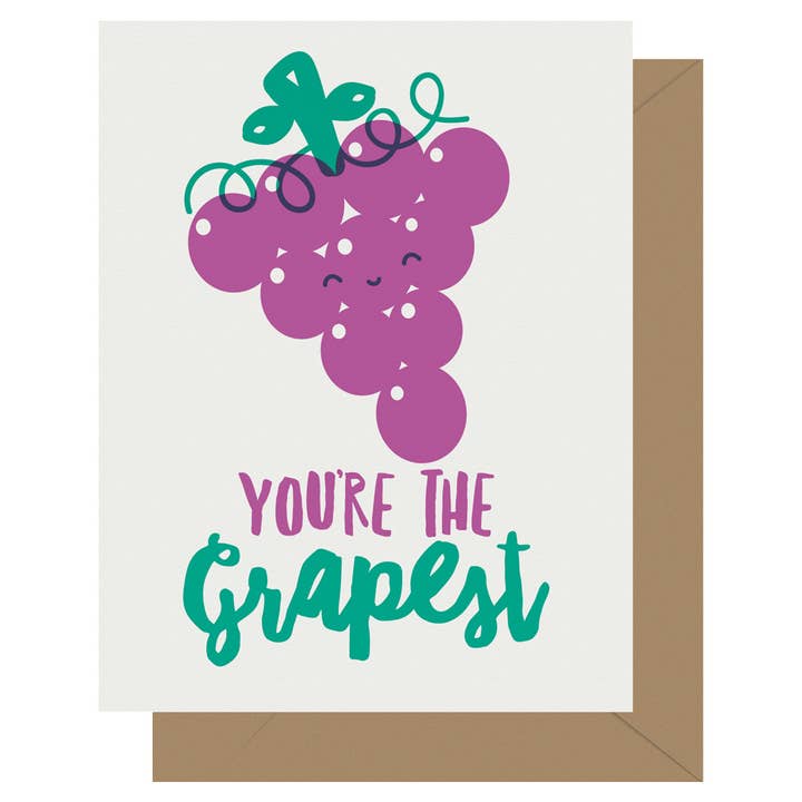 Cutie Kawaii You're the Grapest Carte de vœux pour la vente par Letterpress Jess