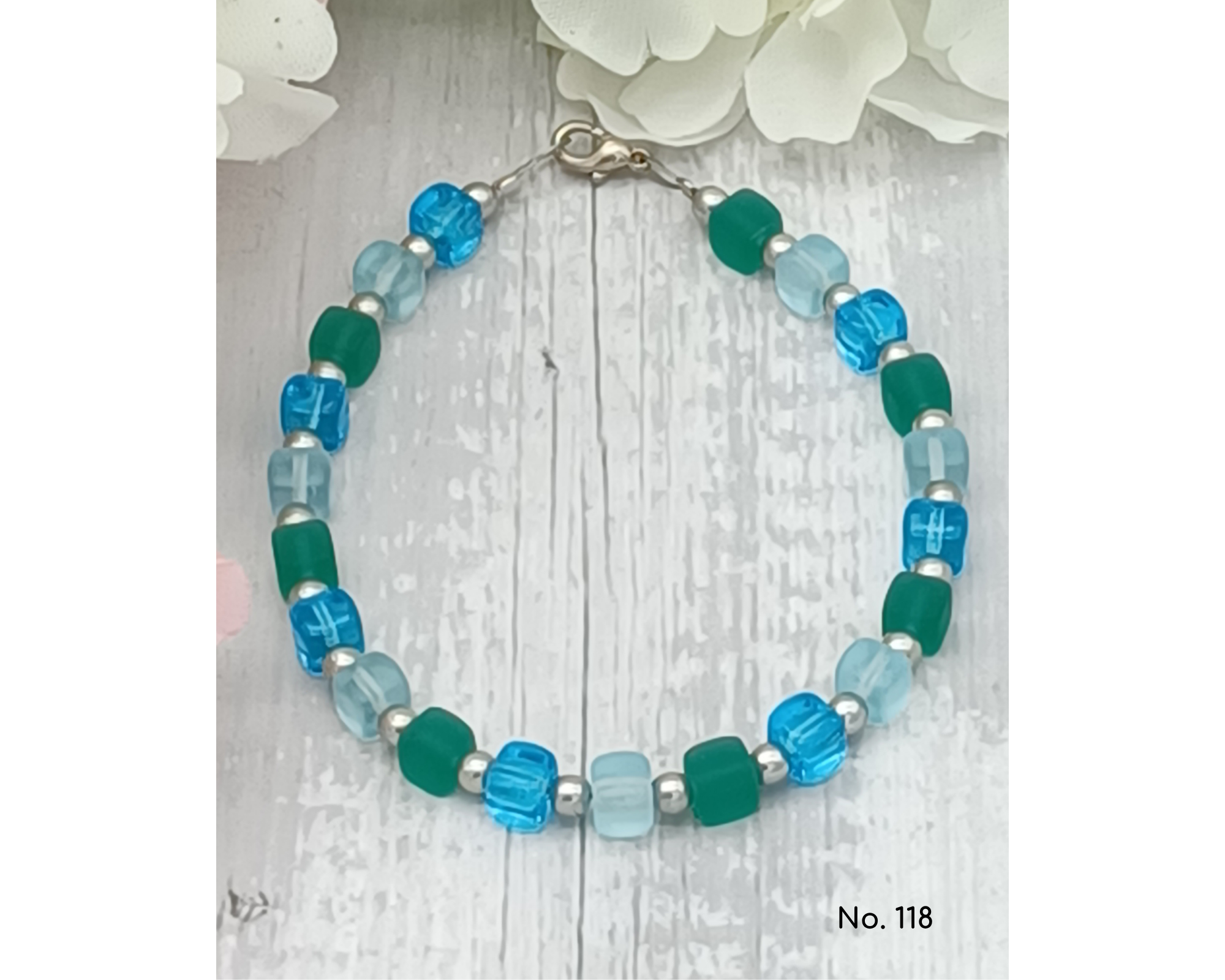 perleperle - Wholesale Beaded Bracelet - Bracelet glass beads, cube shape, Lillie16