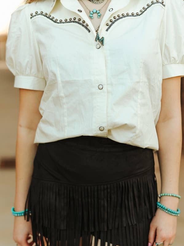 Black Stretch Suede fringe High Rise Skorts for wholesale by LUCKY & BLESSED