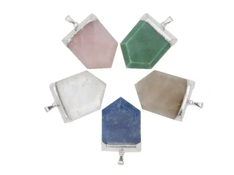 Jewelers Paradise - Wholesale Individual Charm/Pendant - Crystal Shield Pendant Electroplated 24k Gold/Silver1