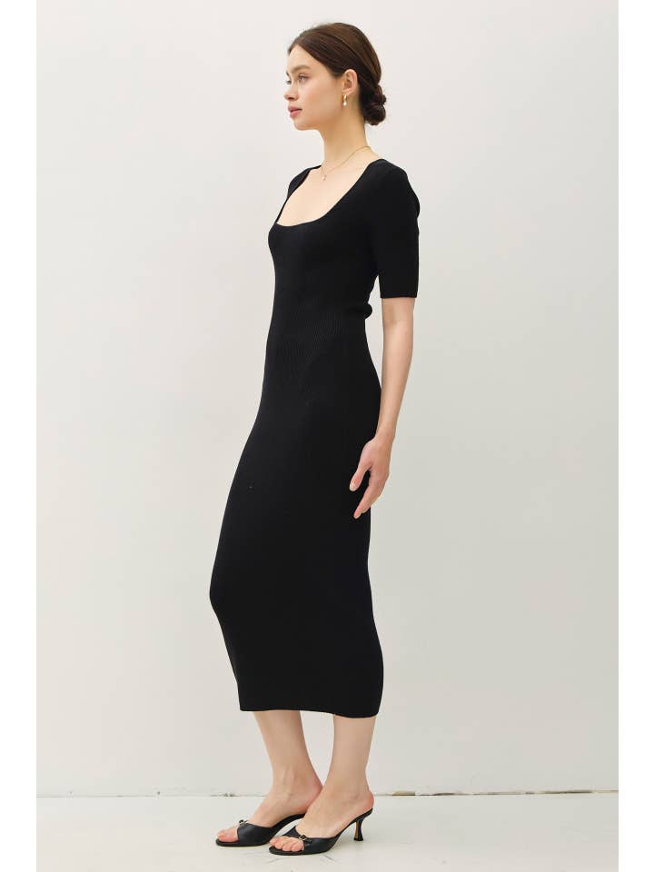 Be Cool - Wholesale Dress - Women's - SQUARE NECK HALF SLEEVE BODY CON SWEATER DRESS6