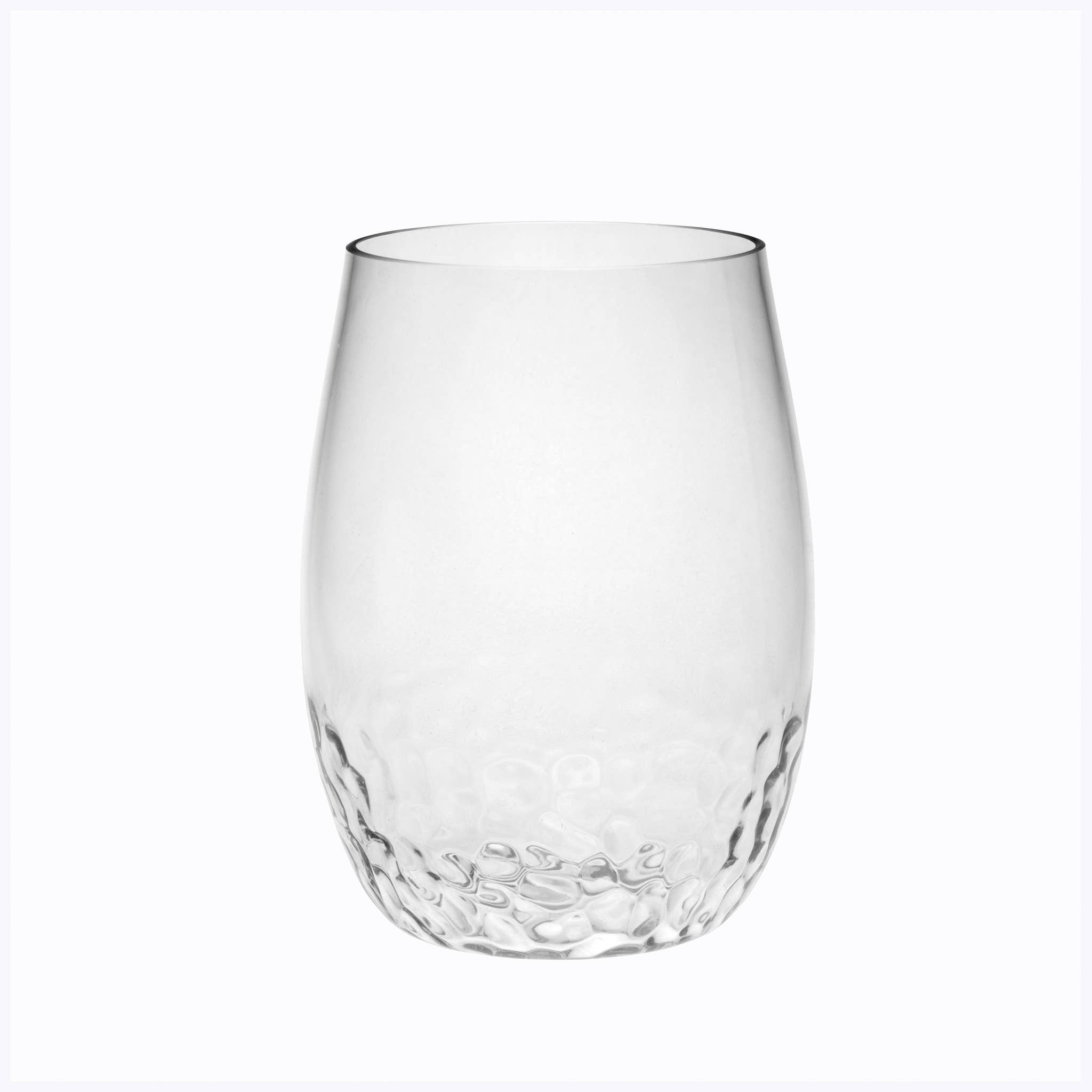 HomeRoots - Wholesale Wine Glass - Set of 4 Clear Dimpled Tritan Plastic Tumbler Wine Glasses0