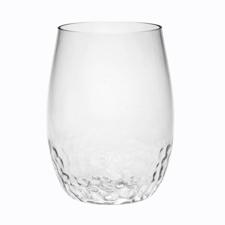 HomeRoots - Wholesale Wine glass - Set of 4 Clear Dimpled Tritan Plastic Tumbler Wine Glasses0