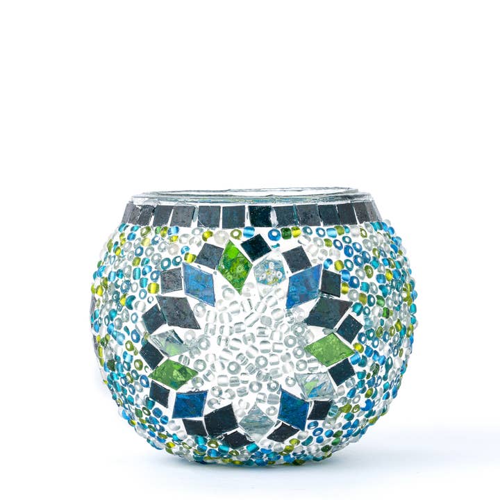 KAFTHAN - Wholesale Candle Holder - Large Mosaic Glass Candle Holders | Christmas Holiday Decor8