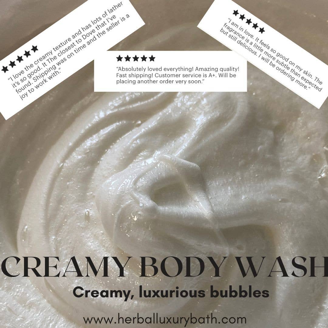 Herbal Love Creations- Luxury Bath and Body - Wholesale Body Wash/Shower Gel - 8 oz Unlabeled Creamy Body Wash (clear bottle) 5