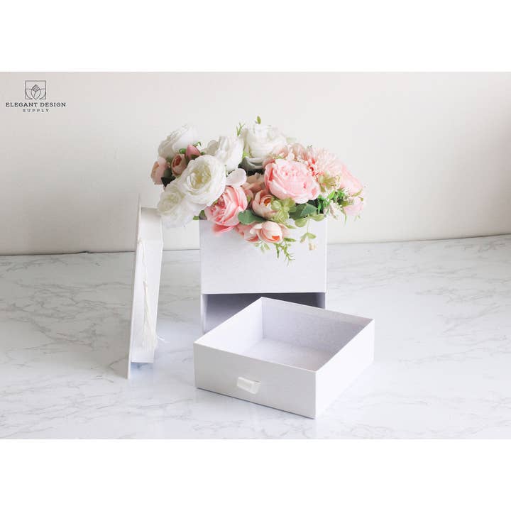 Elegant Design Supply - Vente Coffrets cadeaux - Boîte à fleurs carrée pour chapeau de graduation avec tiroir9
