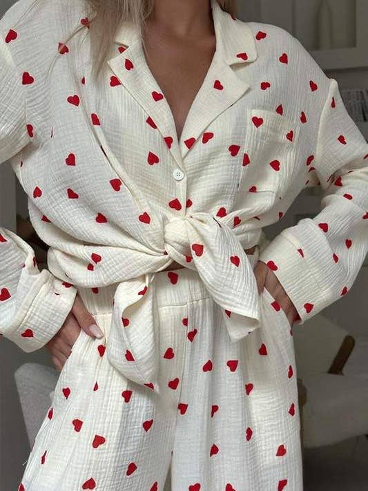 hearts cutton pajamas set for wholesale by Fashion Combination