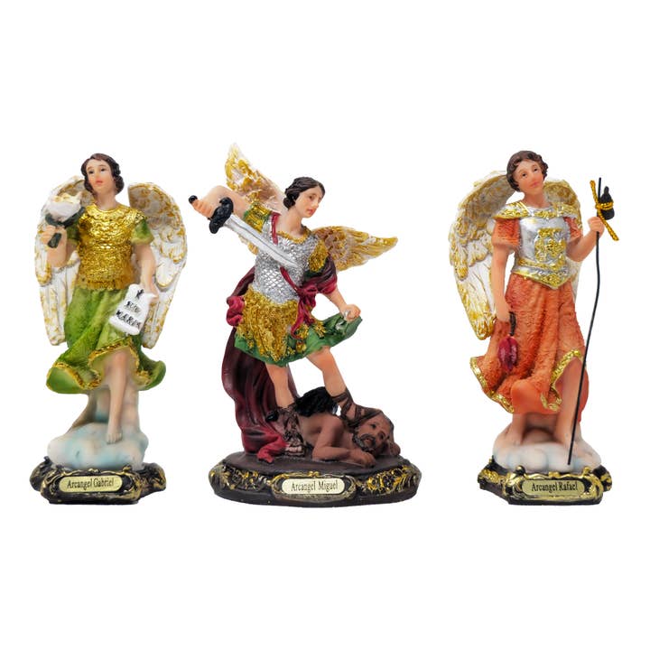 mrcjsales - Wholesale Sculpture - MrcjSales Gabriel, Raphael, Michael Archangels Set | Quality Resin | Detailed Statues | Spanish Names | Gift-Ready Box | Multiple Sizes | Spiritual Decor